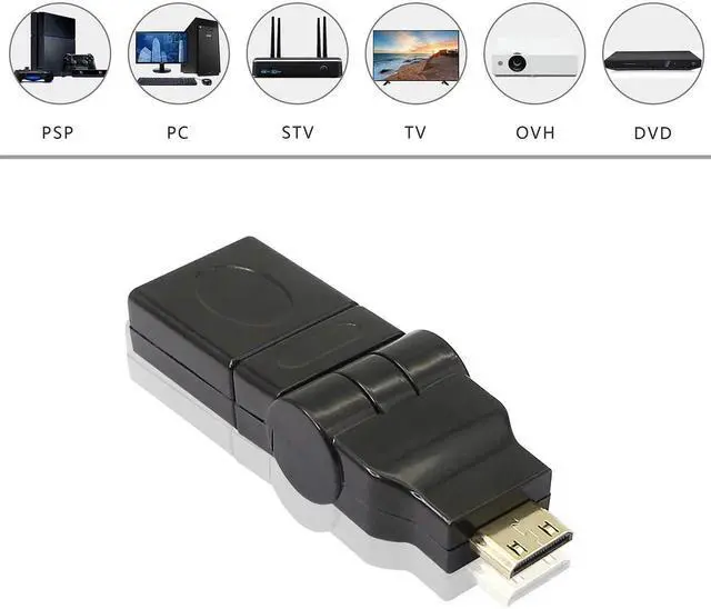 Alt view image 3 of 7 - AOMOPROING Swivel Angle Mini HDMI to HDMI Adapter, 90 180 360 Degree Rotating and Swivel Twist Mini HDMI Male to HDMI Female Converter Gold Plated 3D 2K for Camera, Camcorder, DSLR, Tablet, Video Card