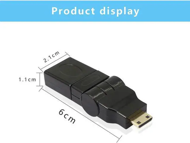 Alt view image 4 of 7 - AOMOPROING Swivel Angle Mini HDMI to HDMI Adapter, 90 180 360 Degree Rotating and Swivel Twist Mini HDMI Male to HDMI Female Converter Gold Plated 3D 2K for Camera, Camcorder, DSLR, Tablet, Video Card