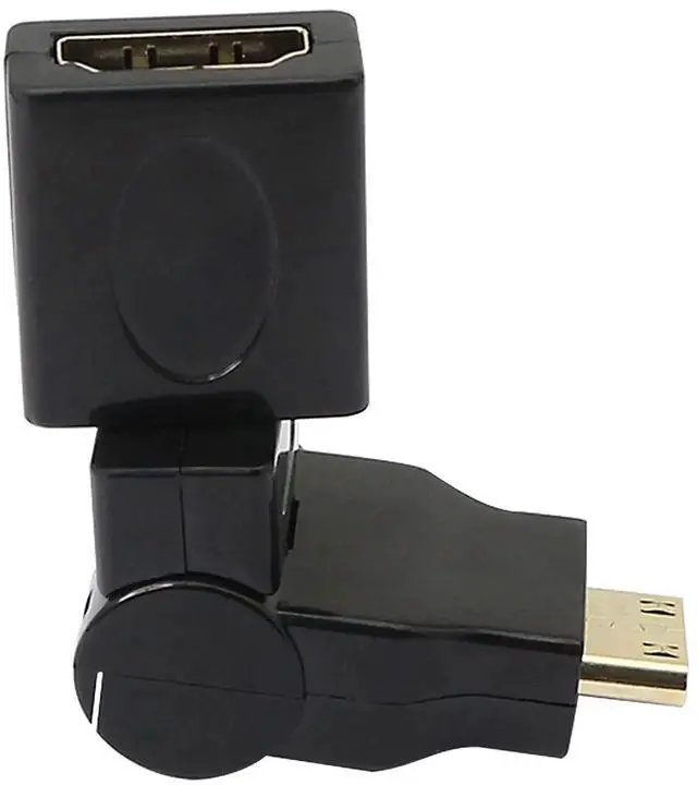 Main image of AOMOPROING Swivel Angle Mini HDMI to HDMI Adapter, 90 180 360 Degree Rotating and Swivel Twist Mini HDMI Male to HDMI Female Converter Gold Plated 3D 2K for Camera, Camcorder, DSLR, Tablet, Video Card