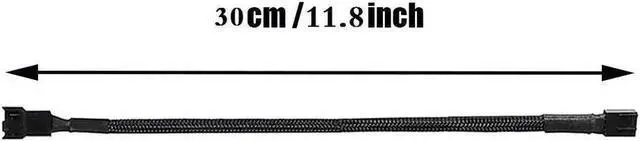 Alt view image 4 of 6 - Aomoproing 5 Pack- 11.8 inch PWM Fan Extension Cable PC Fan Extension Cable Compatible with ATX Case 3 Pin & 4 Pin Cooling Fans Durable Black Nylon Braided Case Fan Extension Cable