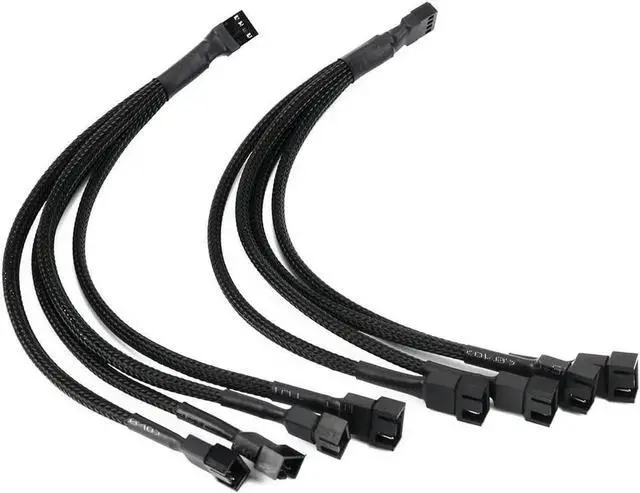 Main image of PWM Fan Splitter , 4 pin Adapter Cable Sleeved Braided Y Splitter for Desktop Computer CPU Fan Splitter PC 4 Pin Fan Extension Power Cable 1 to 4 Converter 10 inches (2 Pack)