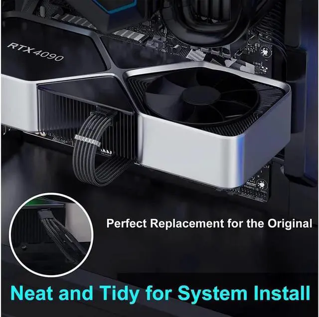 Alt view image 4 of 7 - PCIE 5.0 Extension Cable, RTX 4090 Power Cable 16Pin(12+4) Male to 4X8Pin Female PCI-e 5.0 Extension 12VHPWR Cable+18AWG 24Pin ATX Motherboard Extension Cable for GeForce RTX 4090 4080 4070Ti 3090Ti