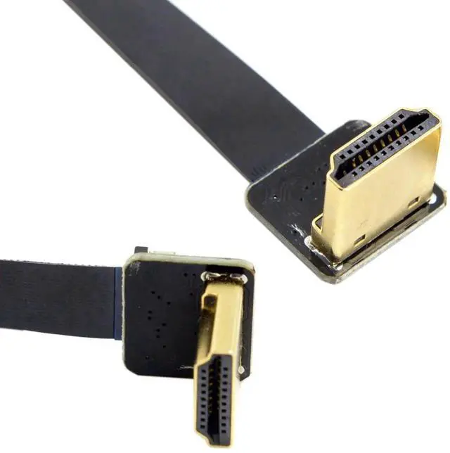 Main image of AOMOPROING Dual 90 Degree Down Angled HDMI Type A Male to Male HDTV FPC Flat Cable 20cm for FPV HDTV Multicopter Aerial Photography