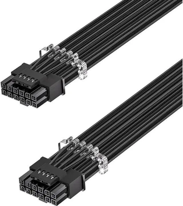 Main image of PCI-e 5.0 GPU Power Cable - 70cm 16pin (12+4) 12VHPWR Male to Male Sleeved Cable with Combs, 600W PCIe 5 Power Cable for Geforce RTX 3090Ti 4070 Ti 4080 4090 to ATX 3.0 Modular Power Supply