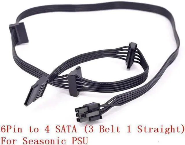 Main image of PCIe 6Pin to 4 SATA 3 Angled 1 Straight Power Supply Cable for KM3 Series X-750 X-850 SS-1050XP3 SS-1200XP3 M12II Evo Series 520 620 650 750 850 Snow Silent 750 1050 FOCUS PLUS Gold SSR-850FX