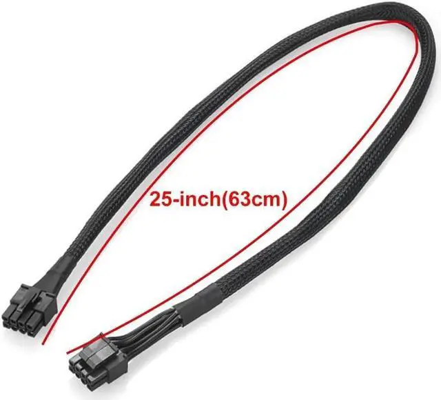 Alt view image 3 of 4 - CPU 8Pin to 8pin 4+4Pin Power supply Cable Braided Net Sleeved for C.orsair HX1200 HX1000 HX850 HX750 PLATINUM Fully Modular RM Series RM450 550 650 750 850 1000W (63cm)