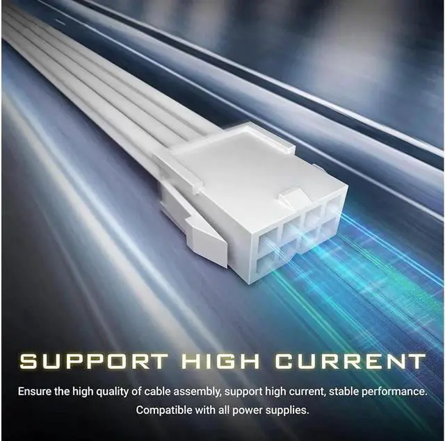 Alt view image 6 of 7 - PSU Cables, Sleeved Cable Extension Kit /24pin ATX /4+4pin EPS /8-pin PCI-E /6pin PCI-E PSU Extension Cable Kit 30cm Length with Combs, White ConnectorWhite