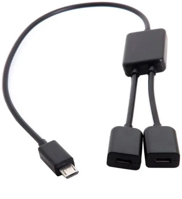 Alt view image 3 of 7 - Aomoproing Micro USB 2.0 OTG to Dual Ports Micro USB 2.0 5Pin Female Hub Cable Compatible for Laptop PC & Mouse & Flash Disk