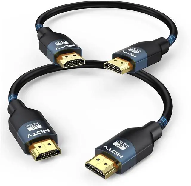 Main image of 8K HDMI 2.1 Cable 0.5FT6Inch2-Pack, Ultra High Speed 48Gbps HDMI Braided Cord, Support HDR10+, eARC, SBTM, QMS, CEC, HDCP 2.3 for TV, Monitor, PC, Laptop, HDMI Switch, HDMI Splitter, KVM, Projector