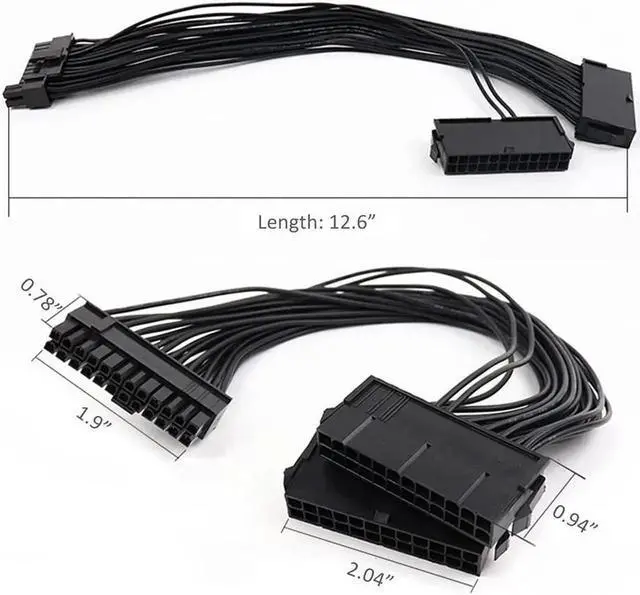 Alt view image 5 of 5 - Dual Psu Power Supply 24 Pin Extension Cable For Atx Motherboard,24 Pin 20 + 4 Dual Multiple Psu Power Supply Cable Sp Adapter Extension Kit