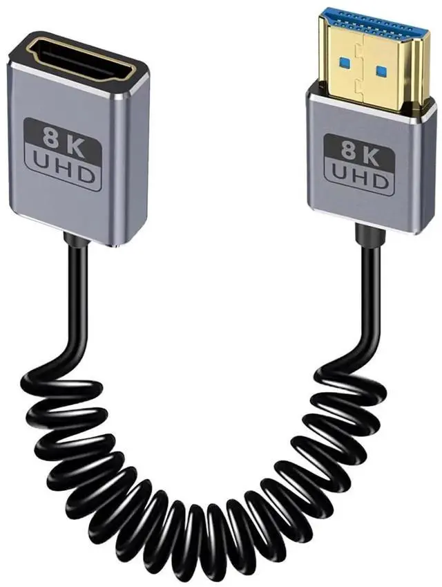 Main image of AOMOPROING 8K Coaxial Coiled HDMI Extension Cable, HDMI Male to Female Coiled Cable 48Gbps,HDMI 2.1 Cable Adapter for Roku,TV Stick, PS5, PS4, Xbox, Laptop, Blu Ray 1FT-1.5FT