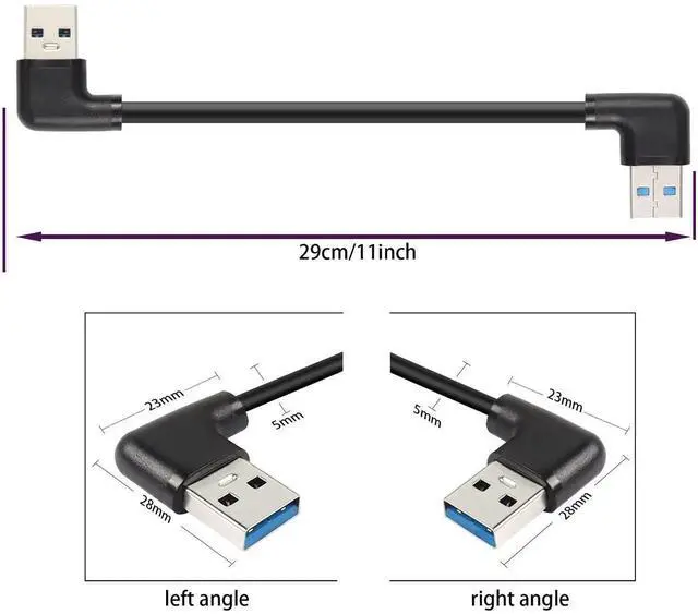 Alt view image 4 of 5 - Aomoproing USB to USB Cable,USB 3.0 A to A Male Cable Double End USB Cord Compatible with Hard Drive Enclosures, DVD Player, Laptop Cool-60CM (Black - Left Angle to Left Angle)