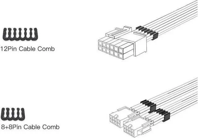 Alt view image 3 of 5 - Aomoproing 12PIN transfer 2×8PIN Extension Cable Power Supply Sleeved Synchronized PSU Extension Kit Black