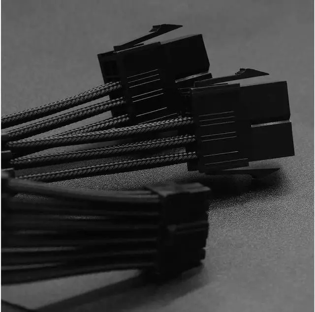 Alt view image 5 of 5 - Aomoproing 12PIN transfer 2×8PIN Extension Cable Power Supply Sleeved Synchronized PSU Extension Kit Black
