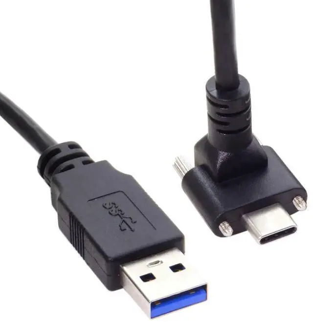 Alt view image 6 of 7 - Aomoproing Down Up Angled USB 3.1 Type-C Dual Screw Locking to Standard USB3.0 Data Cable 90 Degree Compatible for Camera 120cm