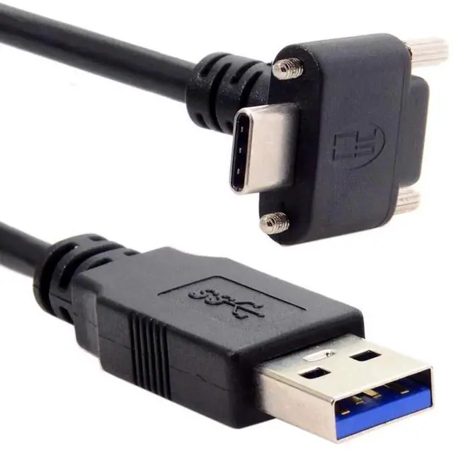 Alt view image 5 of 7 - Aomoproing Down Up Angled USB 3.1 Type-C Dual Screw Locking to Standard USB3.0 Data Cable 90 Degree Compatible for Camera 120cm