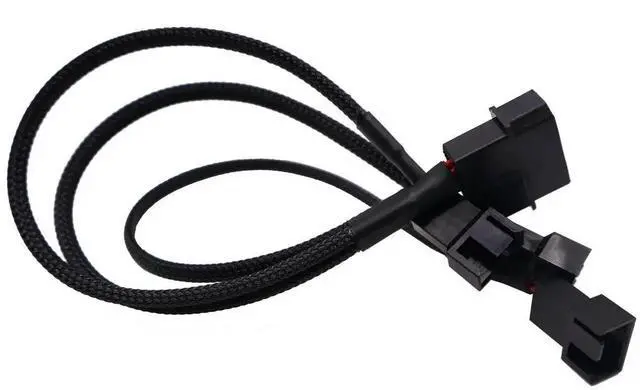 Alt view image 2 of 4 - PMW Fan Splitter Cable 4Pin to 3Pin/4Pin PC Case Fan D Type Sleeved Adapter Cable 1 to 3 PMW Fan Splitter Extension Power Cable Power Adapter Cable PC Computer Cooling Fan Wire