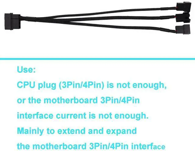 Alt view image 3 of 4 - PMW Fan Splitter Cable 4Pin to 3Pin/4Pin PC Case Fan D Type Sleeved Adapter Cable 1 to 3 PMW Fan Splitter Extension Power Cable Power Adapter Cable PC Computer Cooling Fan Wire
