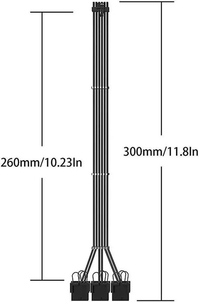 Alt view image 3 of 4 - Aomoproing   12+4pin transfer 3×8PIN ATX Extension Cable 3.0 Mixed Next-gen PCI-E 5.0 Extension Kit Black