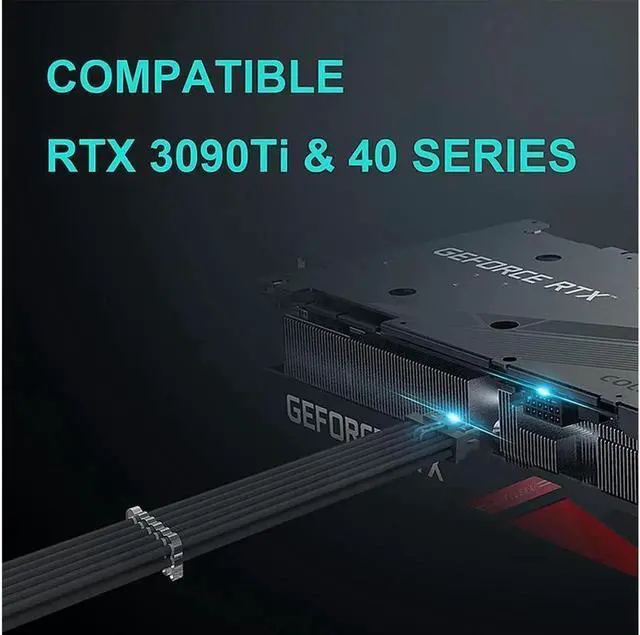 Alt view image 4 of 4 - Aomoproing   12+4pin transfer 3×8PIN ATX Extension Cable 3.0 Mixed Next-gen PCI-E 5.0 Extension Kit Black