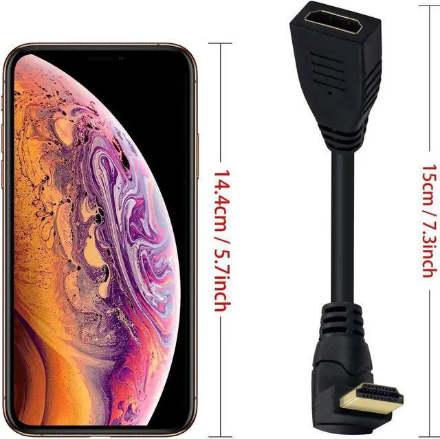 Alt view image 2 of 7 - AOMOPROING 8K HDMI Extension Cable, Short HDMI 90 Degree Male to Female HDMI 2.1 Cable 48Gbps with 8K 60Hz Video and 3D HDR for TV/Xbox /PS4 /PS5 (Up Angle), 0.5feet