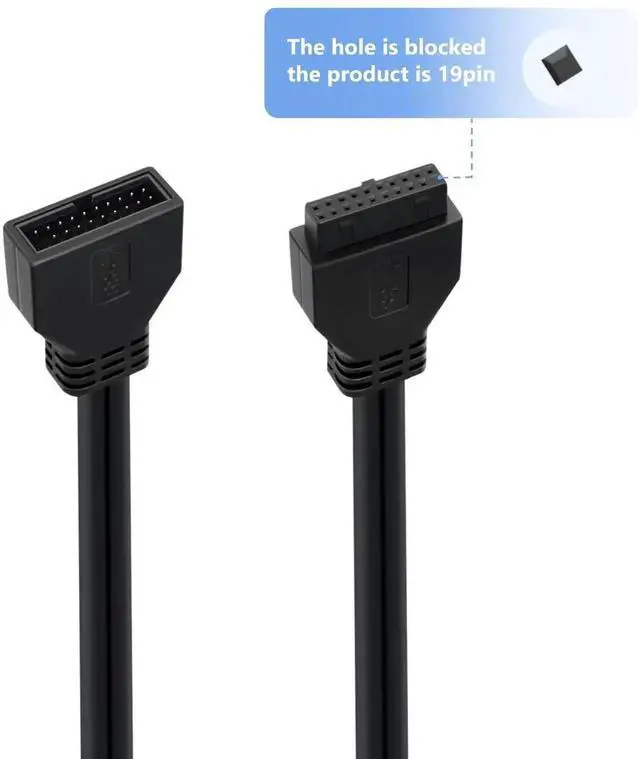 Alt view image 5 of 6 - Aomoproing USB 3.0 Motherboard Extension Cable 19/20 Pin Male to Female Internal Extension Adapter (Black, 0.8FT)