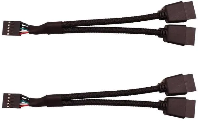 Main image of Aomoproing2Pcs 9Pin USB 2.0 to Dual 9 Pin Extension Cable Motherboard 9 Pin Female to 2 Pcs 9 Pin Male 1 to 2 Splitter Connector Adapter Port Cable Cord USB HUB 9Pin Header Cable for Computer Internal