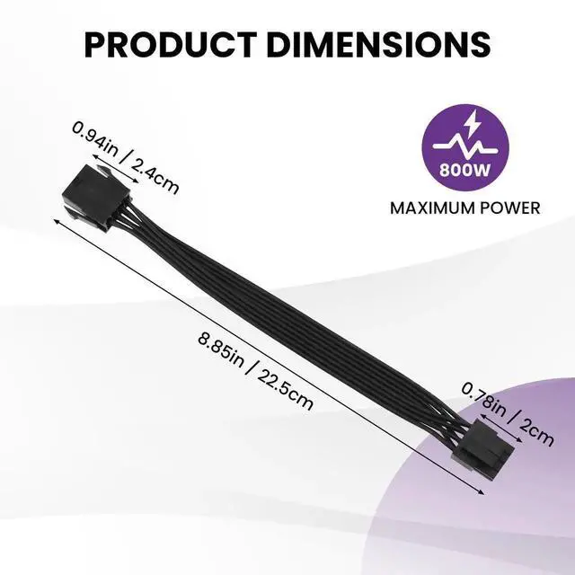 Alt view image 2 of 7 - Aomoproing   2 Pack CPU 8 Pin ATX Power Extension Cable, EPS 8 PIN Male (4+4) to 8 PIN Female Power Extension Cable for Motherboard, 9 Inch