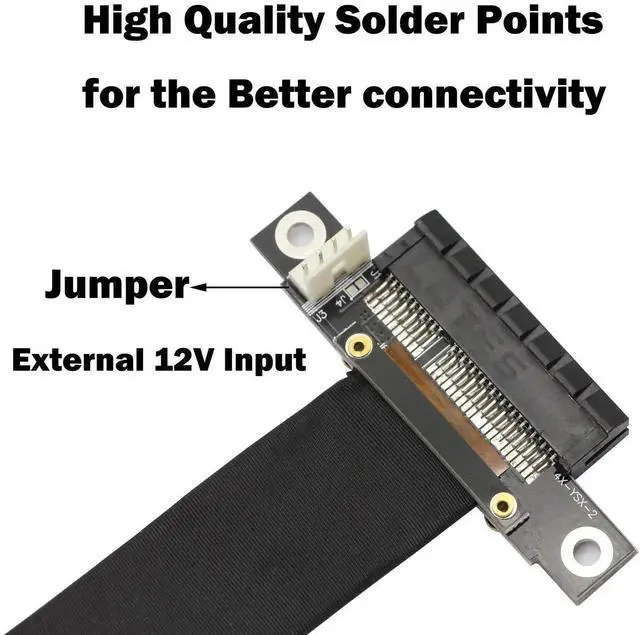 Alt view image 3 of 6 - Aomoproing  PCIe 4X Extension Cable, PCI-Express 3.0 Male to Female Riser Cable PCI-E Extender Adapter Jumper for Graphics Card, 23cm 180 Degree