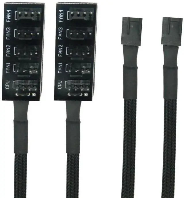 Main image of Aomoproing   2PCS PWM Fan Hub Splitter 4-Pin/3-Pin pc 5 Way Splitter, Cooling Fans Power Cable 1 to 5 Way PC Case Internal Motherboard Extension Cable