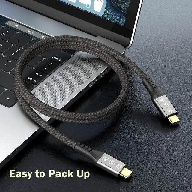 Alt view image 4 of 7 - AOMOPROING Thunderbolt 4 Cable 6.6ft, 40Gbps USB C to USB-C, 240W Cable Support 8K 60Hz Video, Compatible with Thunderbolt 4/3, USB4/3, Type C