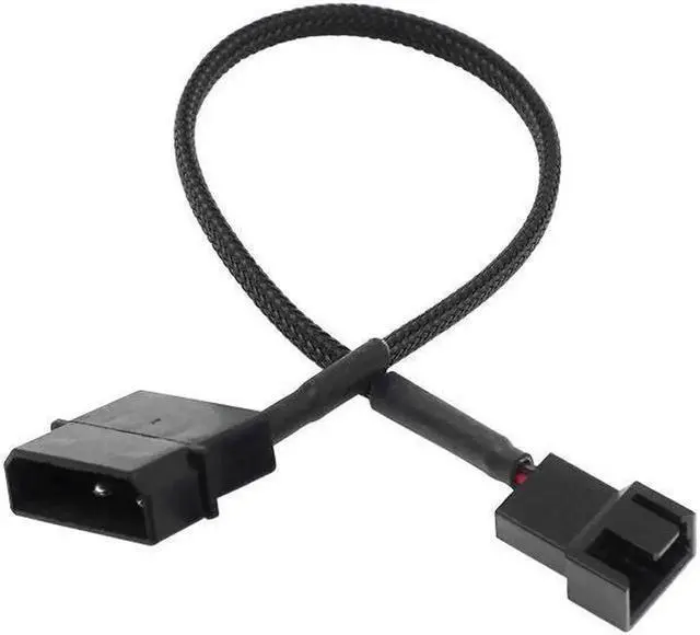 Main image of Aomoproing 4pin IDE Molex to 4-Port 4Pin Power Supply Cable Black Sleeved Cooling Fan Splitter Power Cord Plug Cooler Wire for PC(Big 4PIN 1 TO 1) (27cm)