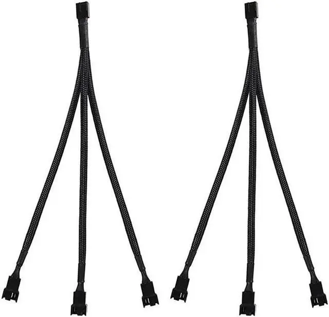Main image of Aomoproing  2 Pack 4Pin PWM Fan Splitter Cable Sleeved Braided Adapter Computer PC Fan Power Extension Cable 1 to 3 Converter for Computer ATX Case 4Pin3Pin Cooling Fan Cable 106 1 to 3