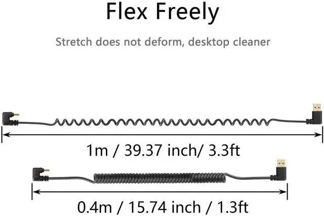 Alt view image 7 of 7 - Aomoproing U Shape USB Type C Spring Cable 5Gbps Retractable 90 Degree USB3.0 to USB C Charging Cable and Data Transfer for Phone, Tablet, Other USB C Devices (Right)