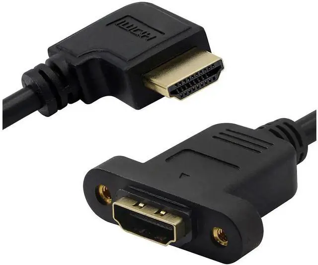 Alt view image 2 of 7 - AOMOPROING Panel Mount HDMI Extension Cable, 1.6Ft/50cm High Speed HDMI Female to Male Cable with Screw Nut Support 4K Resolution for Blu Ray Player, 3D TV, Roku, Xbox360(Black) (Right-Angled)