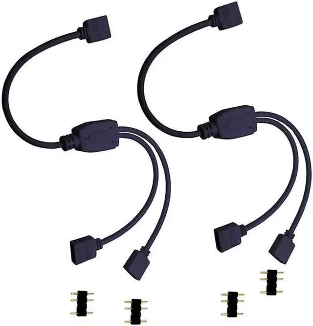 Main image of Aomoproing   2 Pack 5V 3-Pin RGB 2-Way Female to x Female RBW LED Strip Splitter Cable,2 Port AURA RGB Lighting Hub w/ Gender Changer Adapter - 1 Foot