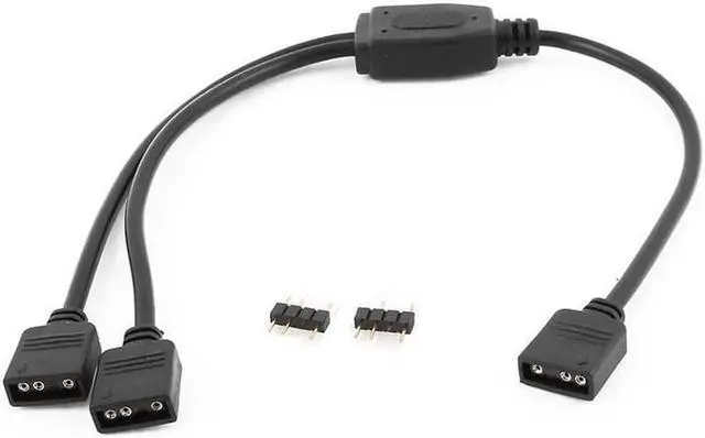 Alt view image 3 of 3 - Aomoproing   2 Pack 5V 3-Pin RGB 2-Way Female to x Female RBW LED Strip Splitter Cable,2 Port AURA RGB Lighting Hub w/ Gender Changer Adapter - 1 Foot