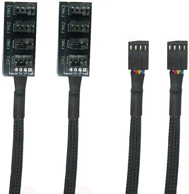 Alt view image 3 of 5 - Aomoproing   2PCS PWM Fan Hub Splitter 4-Pin/3-Pin pc 4 Way Splitter, Cooling Fans Power Cable 1 to 4 Way PC Case Internal Motherboard Extension Cable