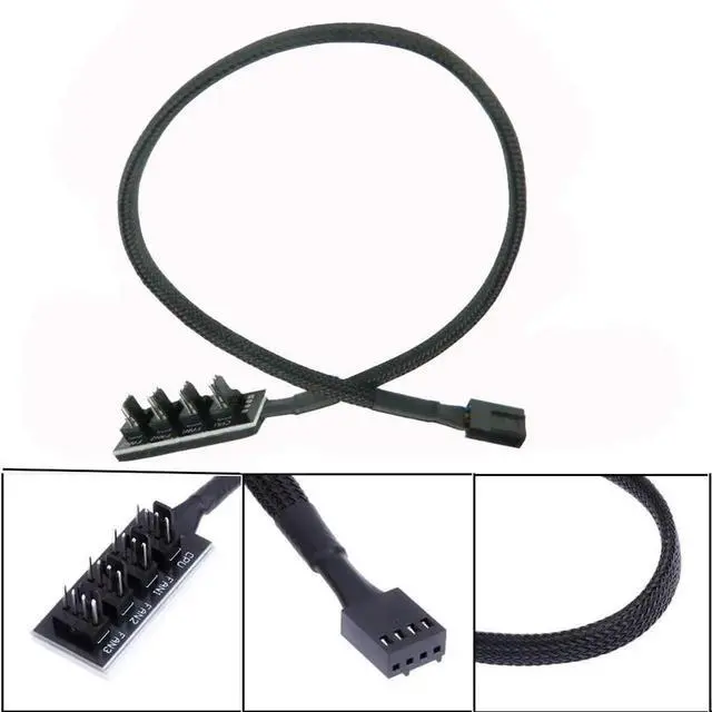 Alt view image 5 of 5 - Aomoproing   2PCS PWM Fan Hub Splitter 4-Pin/3-Pin pc 4 Way Splitter, Cooling Fans Power Cable 1 to 4 Way PC Case Internal Motherboard Extension Cable