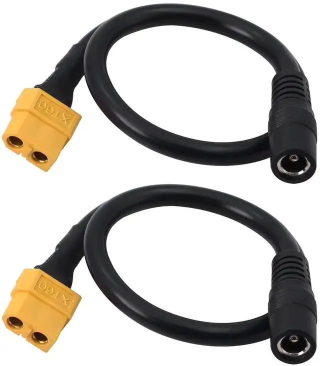 Main image of Aomoproing  XT60 Charging Cable XT-60 Female Bullet Connector to Female DC 5.5mm X 2.5mm Power Cable for FPV Monitor Power (F/F DC5525) 2pcs