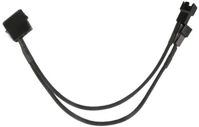 Alt view image 5 of 5 - Aomoproing 2Pcs 4 Pin PWM Fan Splitter Adapter Cable, 4pin MOL-ex Fan Splitter Cable Extension Power Cable 1 to 2 12v Black Sleeved Braided Computer PC Case Cooler Fan Power Splitter Adapter Cable