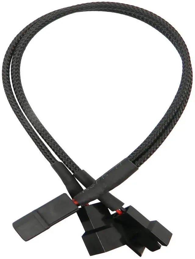 Main image of Aomoproing 2Pcs 4 Pin PWM Fan Splitter Adapter Cable, 4pin MOL-ex Fan Splitter Cable Extension Power Cable 1 to 2 12v Black Sleeved Braided Computer PC Case Cooler Fan Power Splitter Adapter Cable