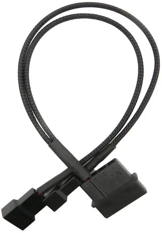 Alt view image 3 of 5 - Aomoproing 2Pcs 4 Pin PWM Fan Splitter Adapter Cable, 4pin MOL-ex Fan Splitter Cable Extension Power Cable 1 to 2 12v Black Sleeved Braided Computer PC Case Cooler Fan Power Splitter Adapter Cable