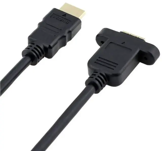 Alt view image 5 of 7 - AOMOPROING HDMI Extension Cable High Speed HDMI Male to Female Extension Wire Cord HDMI Extender w/Screw Nut for Panel Mount - Gold Plated Plugs, Black (2FT)