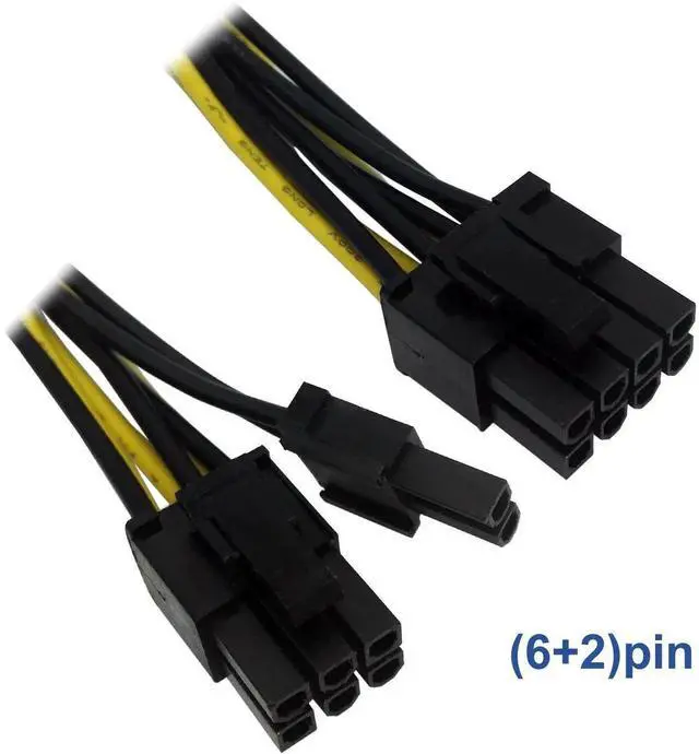 Alt view image 2 of 4 - (3-Pack Molex to 6 Pin 8 Pin GPU Power Adapter, 8 Pin (6+2) Male PCI Express to 2X Molex PCIe Power Adapter Cable 9-inch(23cm)