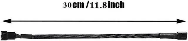 Alt view image 5 of 5 - 5 Pack- 11.8 inch PWM Fan Extension Cable PC Fan Extension Cable Compatible with ATX Case 3 Pin & 4 Pin Cooling Fans Durable Black Nylon Braided Case Fan Extension Cable