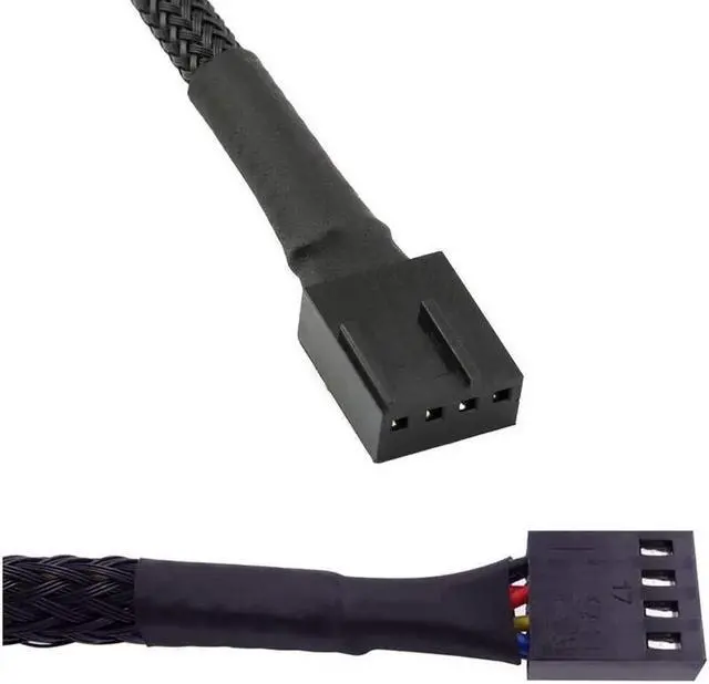 Alt view image 3 of 5 - 5 Pack- 11.8 inch PWM Fan Extension Cable PC Fan Extension Cable Compatible with ATX Case 3 Pin & 4 Pin Cooling Fans Durable Black Nylon Braided Case Fan Extension Cable