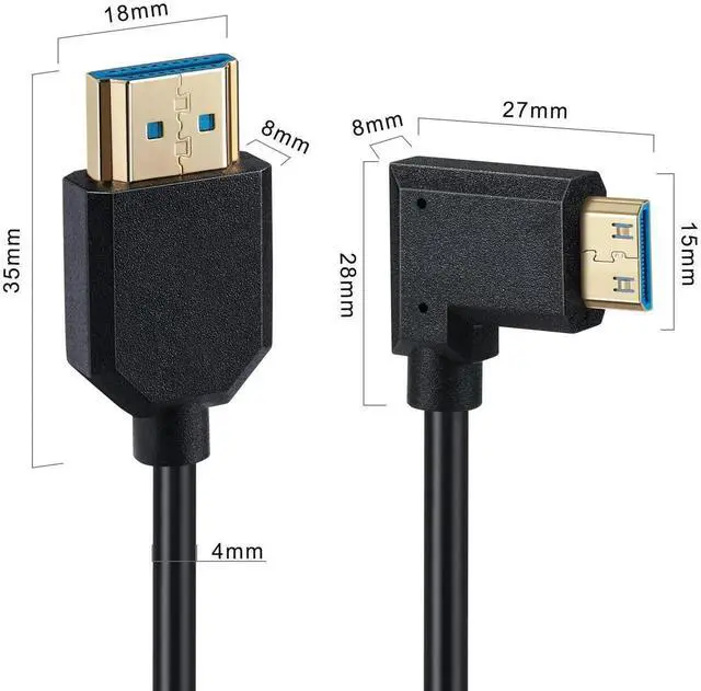 Alt view image 2 of 7 - AOMOPROING Mini HDMI to HDMI Coiled Cable, 90 Degree Angle 8K Mini HDMI Male to HDMI Male Spring Cord 2.1V 8K@60Hz 4K@120Hz for Tablet Graphics/Video Card, Laptop, and More (1.2M/4FT) (Left Angle)