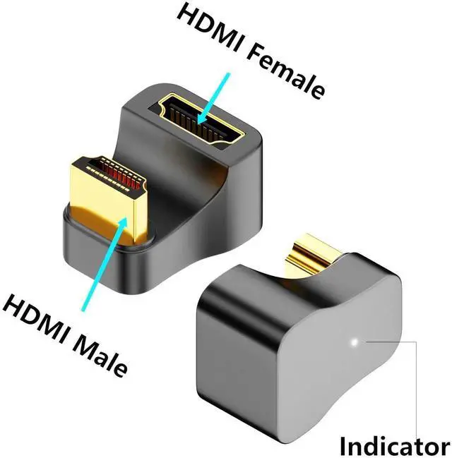 Alt view image 6 of 7 - AOMOPROING U Shape HDMI 2.1 Adapter Male to Female Standard HDMI Type A Adapter UHD 3D 8K@60Hz 180 Degree Down Angle for Laptop Projector TV PC