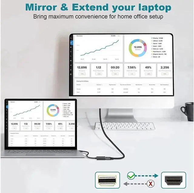 Alt view image 5 of 7 - AOMOPROING Pasow Mini DisplayPort to HDMI Adapter, Mini DP Thunderbolt to HDMI Converter 4K Compatible for MacBook Air / Pro,UHD Monitor / TV / Projector (Black)